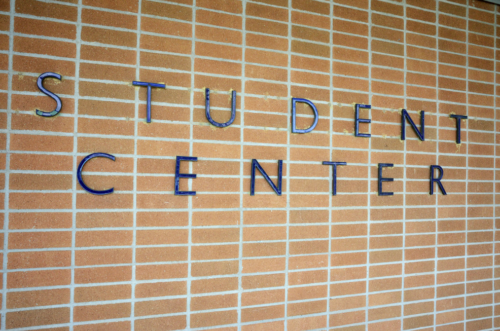 Student Center sign titled